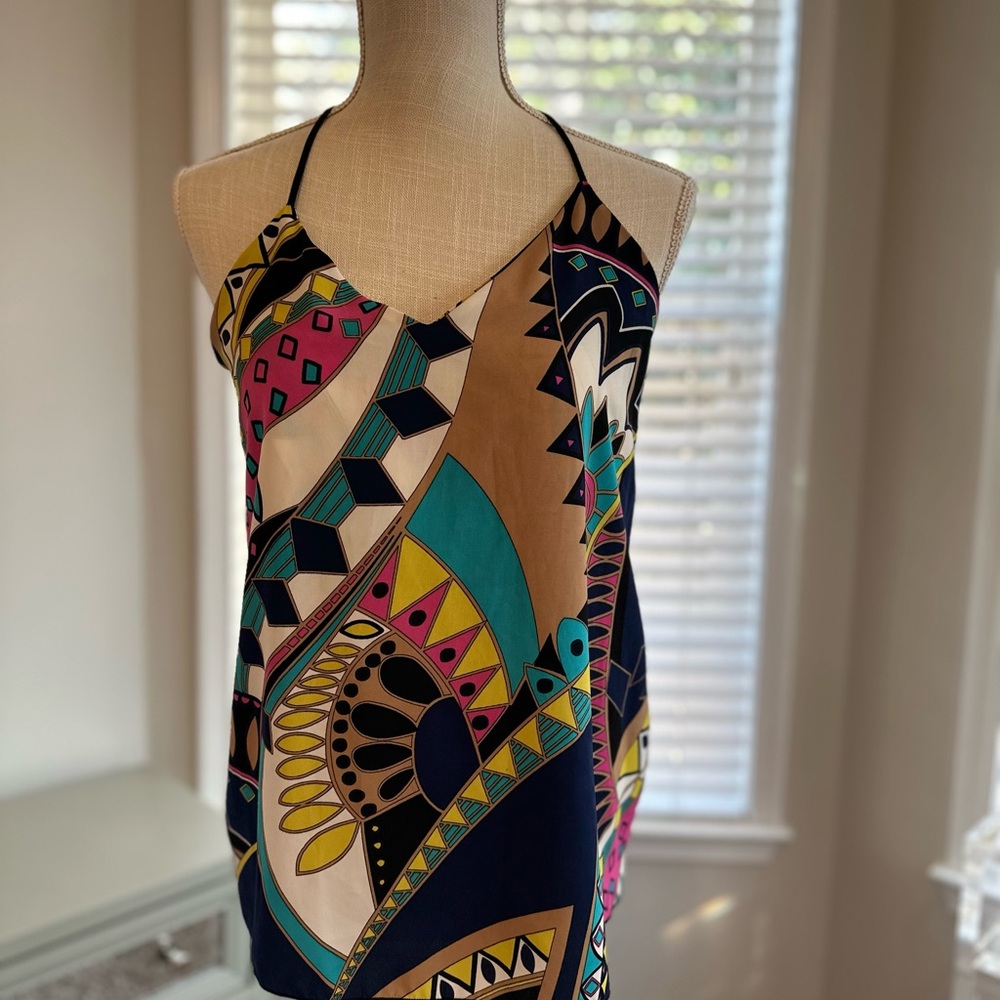 Karlie Multicolor Geometric Halter Top - Picture 1 of 3